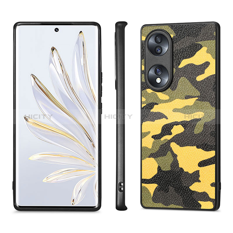 Coque Silicone Gel Motif Cuir Housse Etui S01D pour Huawei Honor 70 5G Plus