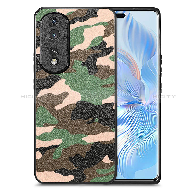 Coque Silicone Gel Motif Cuir Housse Etui S01D pour Huawei Honor 80 Pro 5G Vert Plus