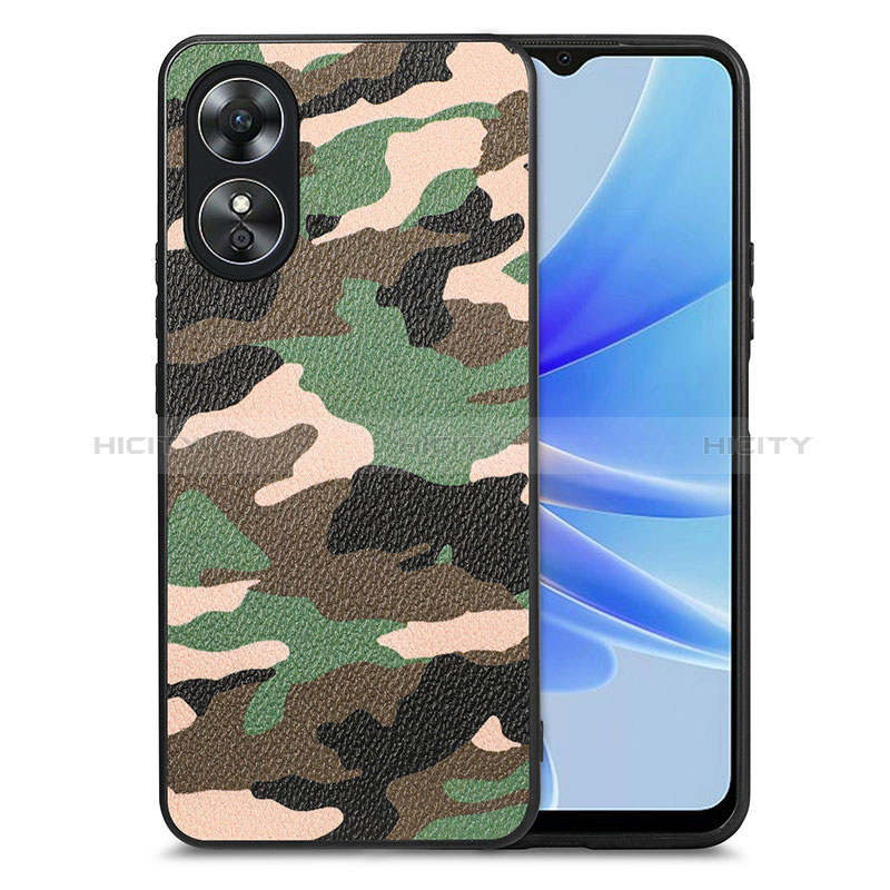 Coque Silicone Gel Motif Cuir Housse Etui S01D pour Oppo A17 Plus