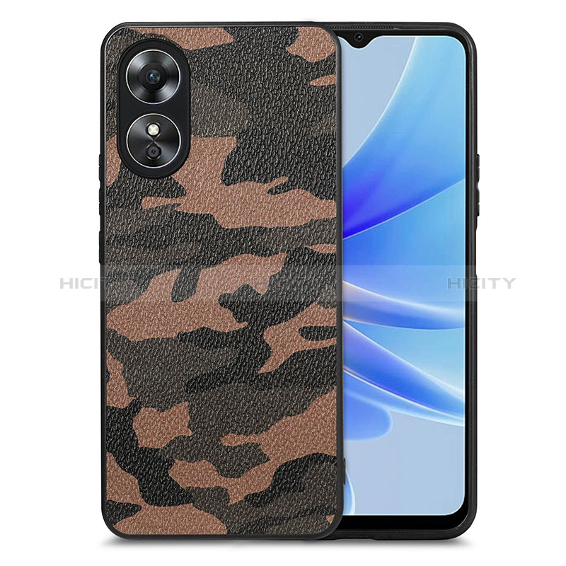 Coque Silicone Gel Motif Cuir Housse Etui S01D pour Oppo A17 Plus