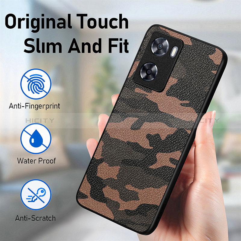 Coque Silicone Gel Motif Cuir Housse Etui S01D pour Oppo A77s Plus