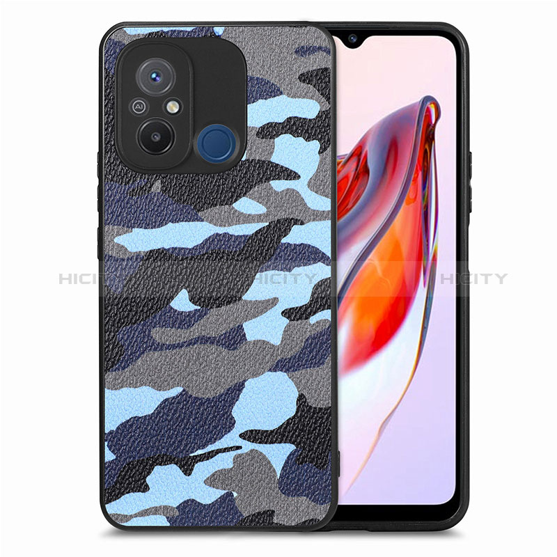 Coque Silicone Gel Motif Cuir Housse Etui S01D pour Xiaomi Poco C55 Bleu Plus