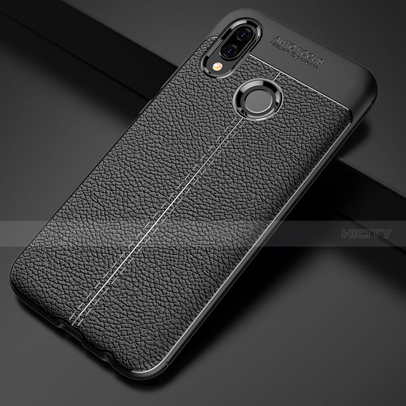 Coque Silicone Gel Motif Cuir Housse Etui S02 pour Huawei Nova 3e Noir Plus