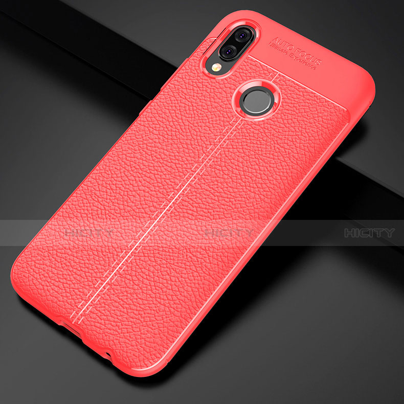 Coque Silicone Gel Motif Cuir Housse Etui S02 pour Huawei Nova 3e Rouge Plus