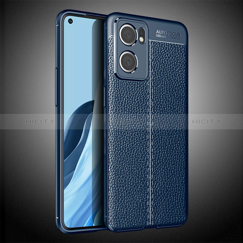 Coque Silicone Gel Motif Cuir Housse Etui S02 pour OnePlus Nord CE 2 5G Bleu Plus