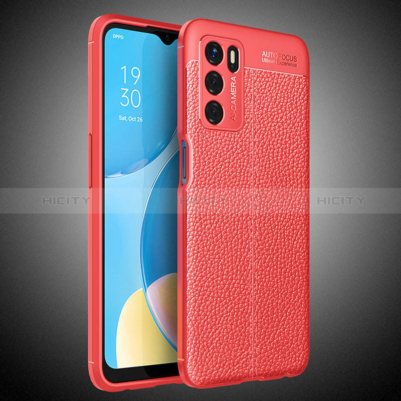 Coque Silicone Gel Motif Cuir Housse Etui S02 pour Oppo A16 Rouge Plus