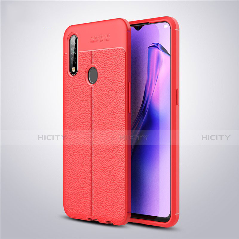 Coque Silicone Gel Motif Cuir Housse Etui S02 pour Oppo A31 Rouge Plus