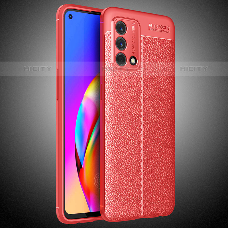 Coque Silicone Gel Motif Cuir Housse Etui S02 pour Oppo A74 4G Rouge Plus