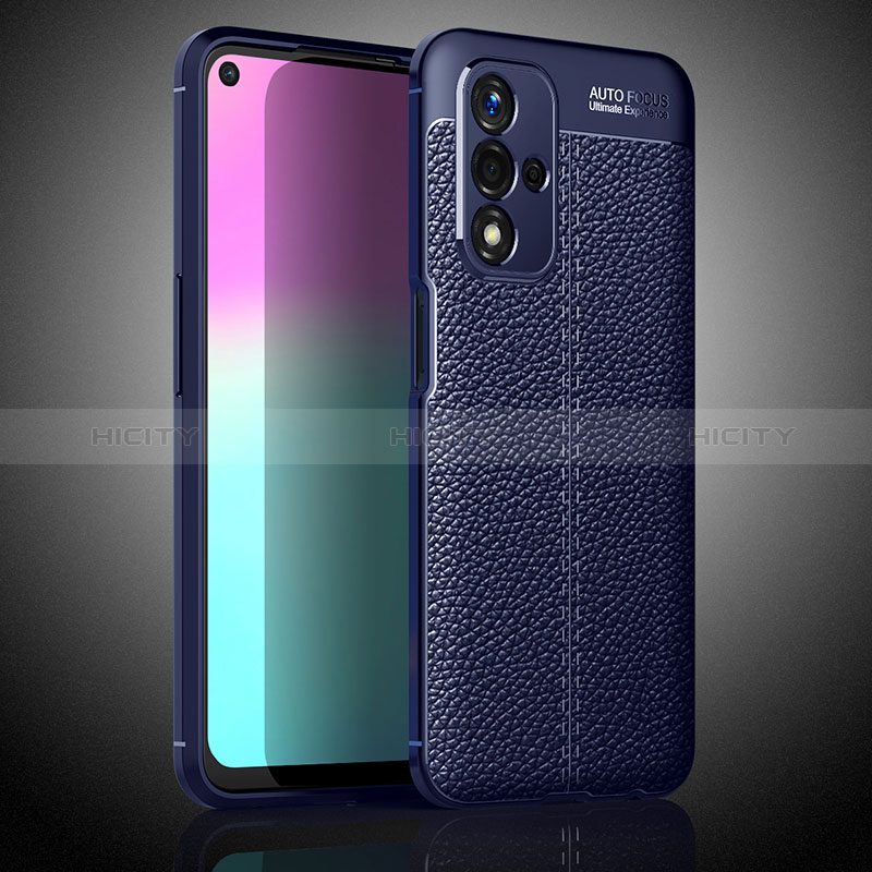 Coque Silicone Gel Motif Cuir Housse Etui S02 pour Oppo A93s 5G Bleu Plus