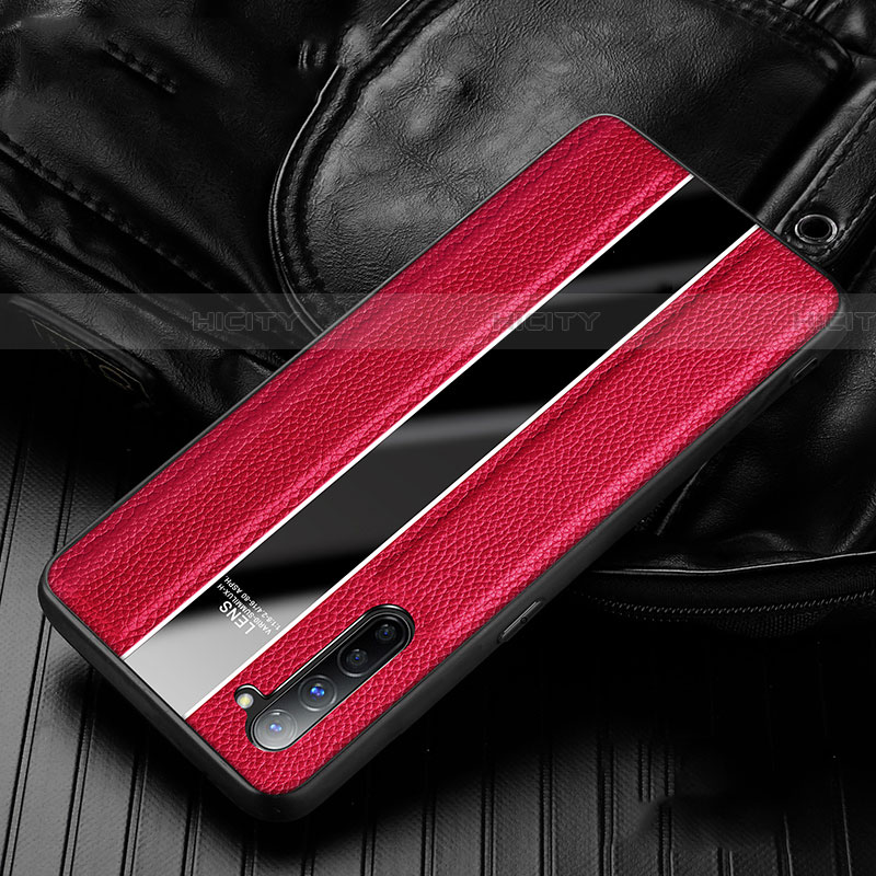 Coque Silicone Gel Motif Cuir Housse Etui S02 pour Oppo Find X2 Lite Rouge Plus