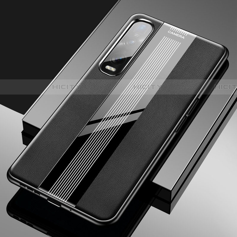 Coque Silicone Gel Motif Cuir Housse Etui S02 pour Oppo Find X2 Pro Noir Plus