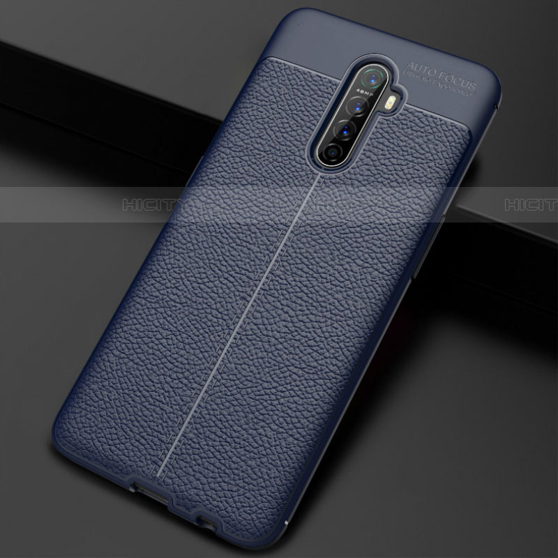 Coque Silicone Gel Motif Cuir Housse Etui S02 pour Oppo Reno Ace Bleu Plus