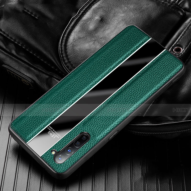 Coque Silicone Gel Motif Cuir Housse Etui S02 pour Oppo Reno3 Vert Plus