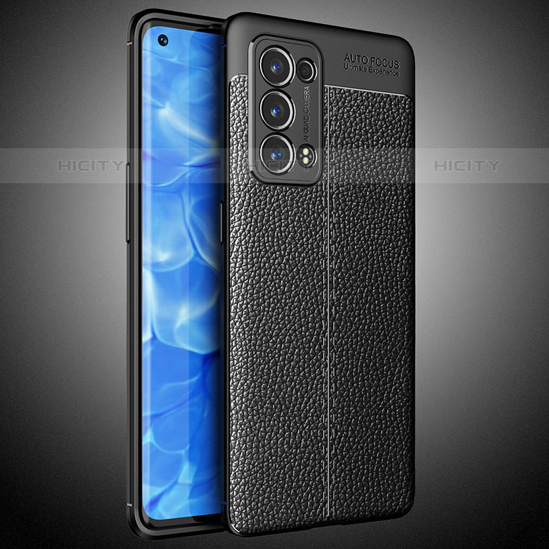 Coque Silicone Gel Motif Cuir Housse Etui S02 pour Oppo Reno6 Pro 5G Noir Plus