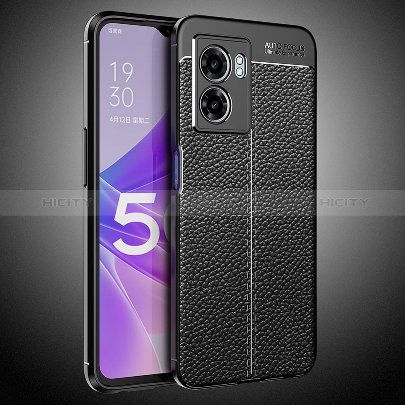 Coque Silicone Gel Motif Cuir Housse Etui S02 pour Realme Q5i 5G Noir Plus