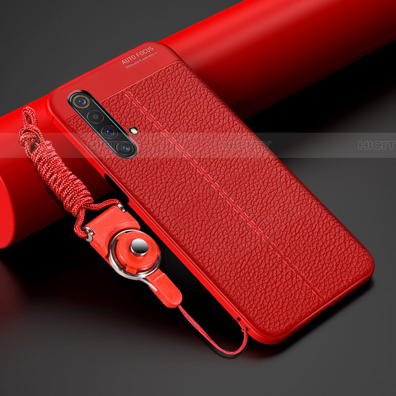 Coque Silicone Gel Motif Cuir Housse Etui S02 pour Realme X3 SuperZoom Rouge Plus