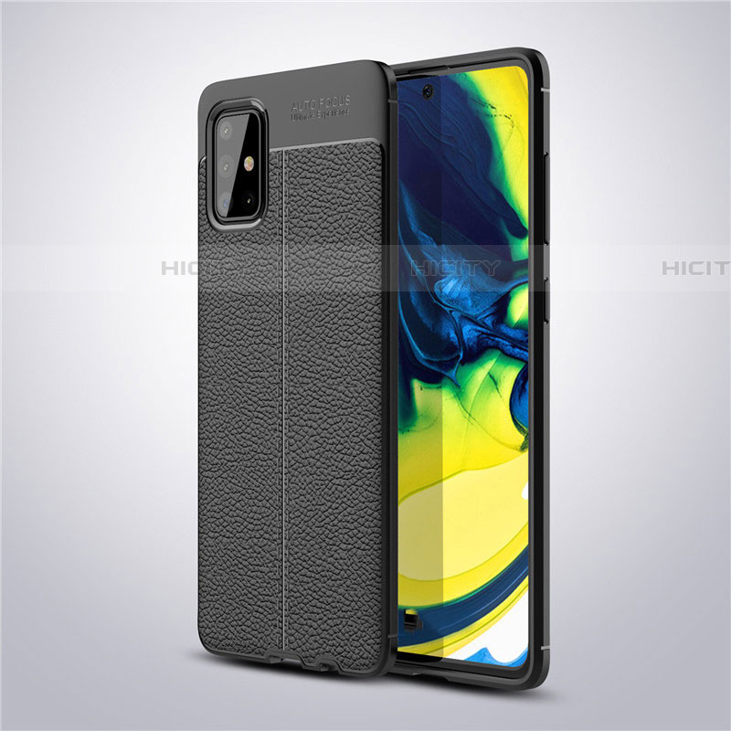 Coque Silicone Gel Motif Cuir Housse Etui S02 pour Samsung Galaxy A71 5G Noir Plus