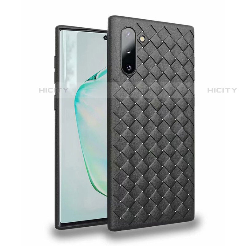 Coque Silicone Gel Motif Cuir Housse Etui S02 pour Samsung Galaxy Note 10 5G Noir Plus