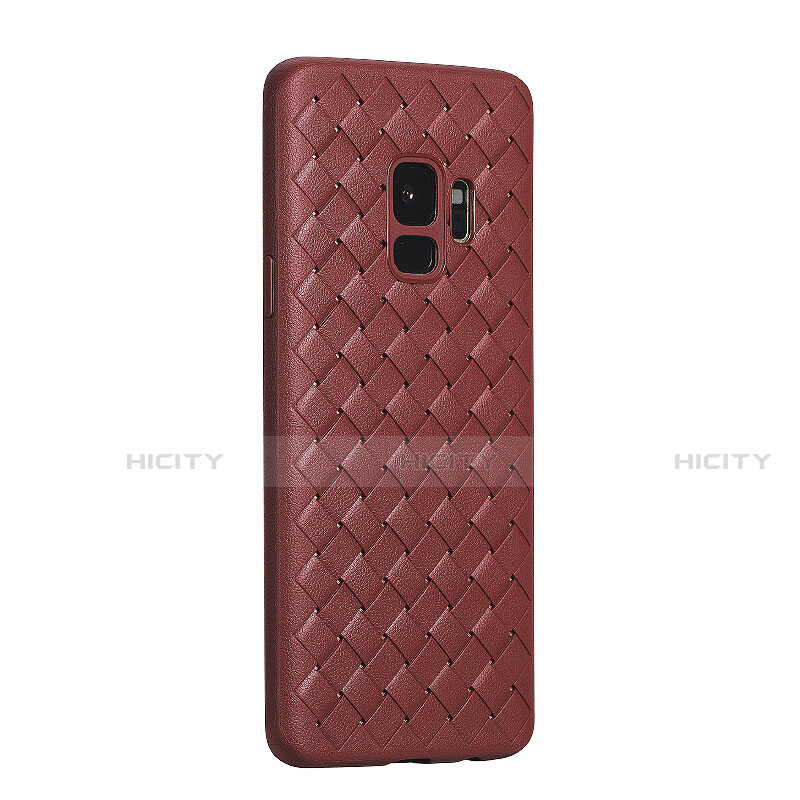 Coque Silicone Gel Motif Cuir Housse Etui S02 pour Samsung Galaxy S9 Marron Plus