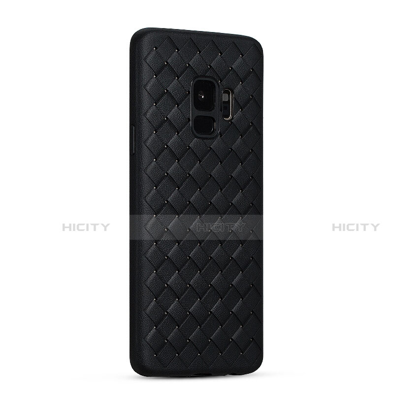 Coque Silicone Gel Motif Cuir Housse Etui S02 pour Samsung Galaxy S9 Noir Plus