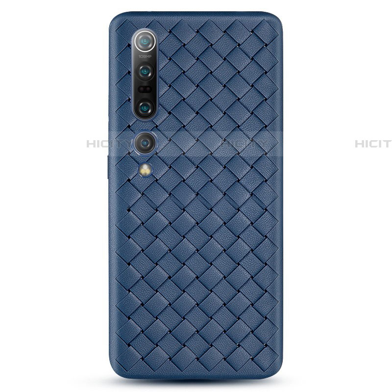 Coque Silicone Gel Motif Cuir Housse Etui S02 pour Xiaomi Mi 10 Pro Bleu Plus