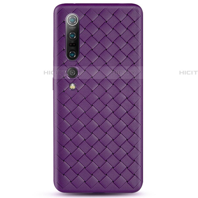 Coque Silicone Gel Motif Cuir Housse Etui S02 pour Xiaomi Mi 10 Pro Violet Plus