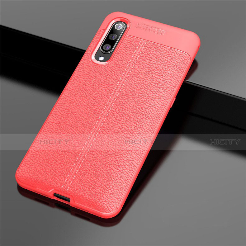 Coque Silicone Gel Motif Cuir Housse Etui S02 pour Xiaomi Mi 9 Lite Rouge Plus