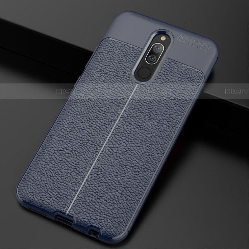 Coque Silicone Gel Motif Cuir Housse Etui S02 pour Xiaomi Redmi 8 Bleu Plus