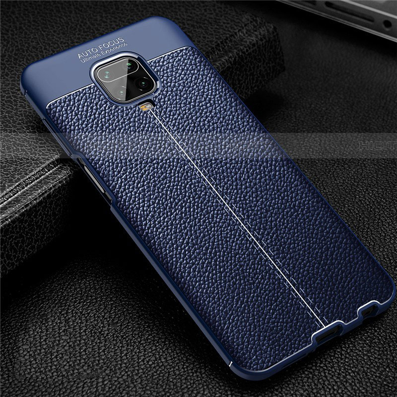 Coque Silicone Gel Motif Cuir Housse Etui S02 pour Xiaomi Redmi Note 9S Bleu Plus