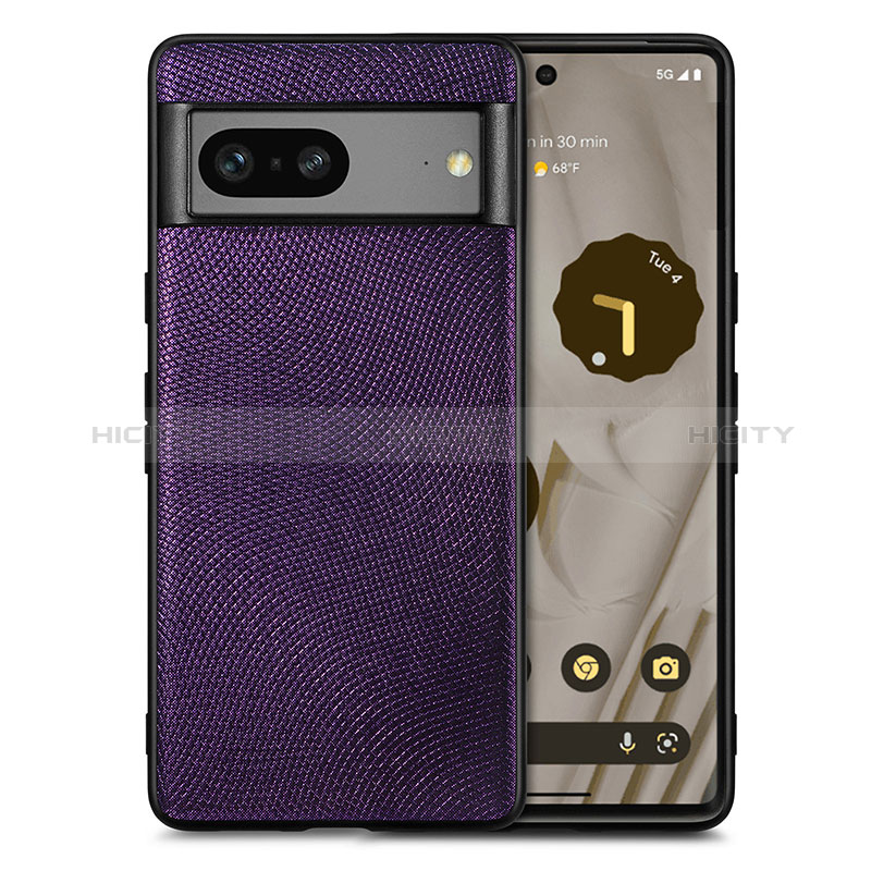 Coque Silicone Gel Motif Cuir Housse Etui S02D pour Google Pixel 7a 5G Violet Plus