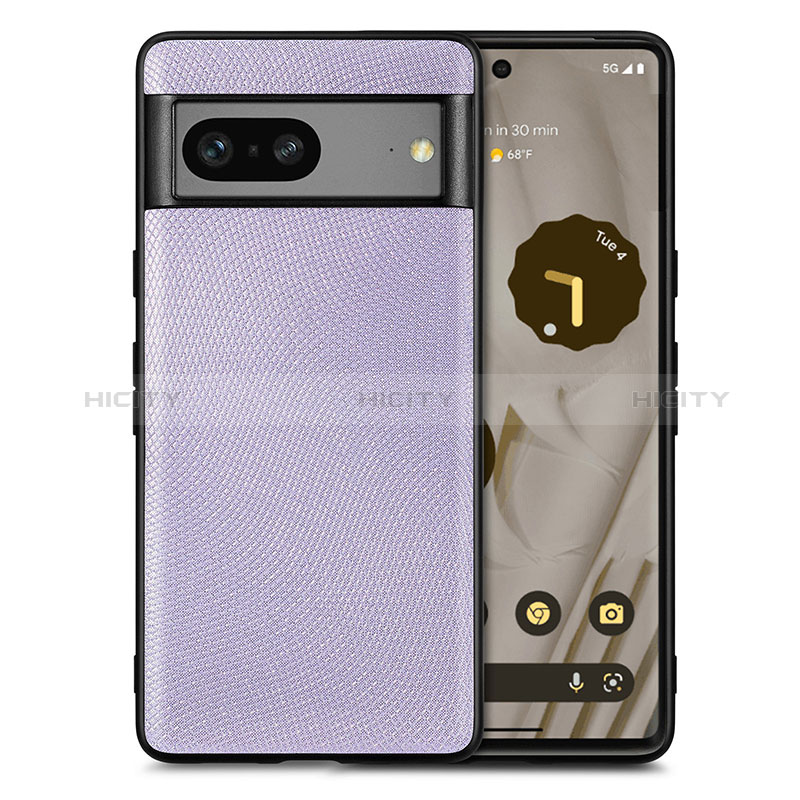 Coque Silicone Gel Motif Cuir Housse Etui S02D pour Google Pixel 7a 5G Violet Clair Plus