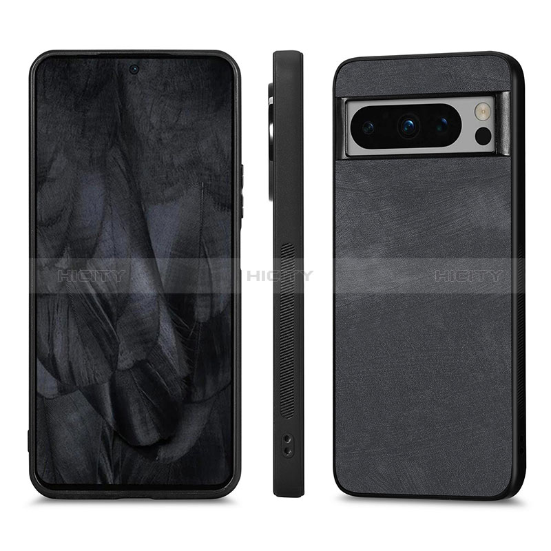 Coque Silicone Gel Motif Cuir Housse Etui S02D pour Google Pixel 8 Pro 5G Noir Plus