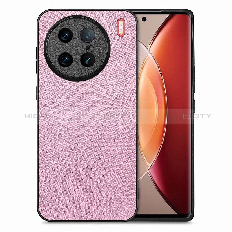 Coque Silicone Gel Motif Cuir Housse Etui S02D pour Vivo X90 Pro 5G Rose Plus