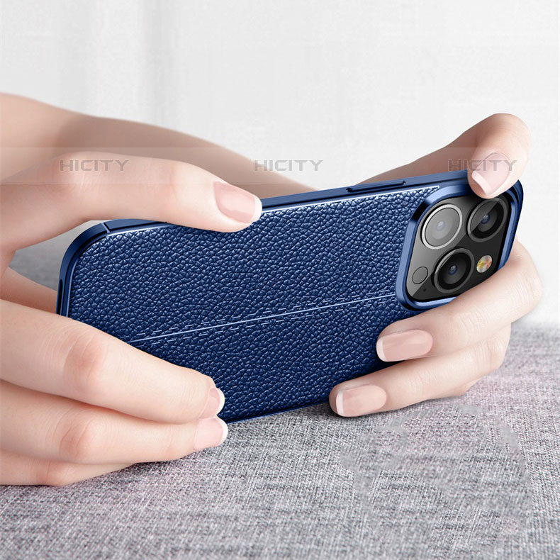 Coque Silicone Gel Motif Cuir Housse Etui S03 pour Apple iPhone 15 Pro Plus