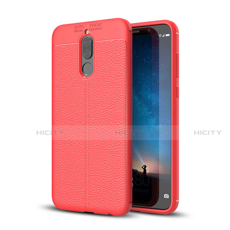 Coque Silicone Gel Motif Cuir Housse Etui S03 pour Huawei Mate 10 Lite Rouge Plus