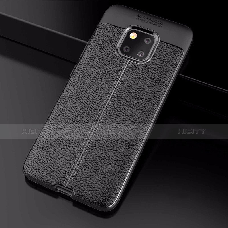 Coque Silicone Gel Motif Cuir Housse Etui S03 pour Huawei Mate 20 Pro Noir Plus