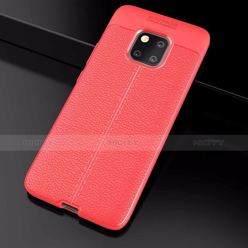 Coque Silicone Gel Motif Cuir Housse Etui S03 pour Huawei Mate 20 Pro Rouge Plus