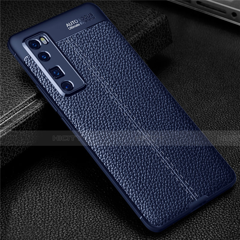 Coque Silicone Gel Motif Cuir Housse Etui S03 pour Huawei Nova 7 Pro 5G Bleu Plus