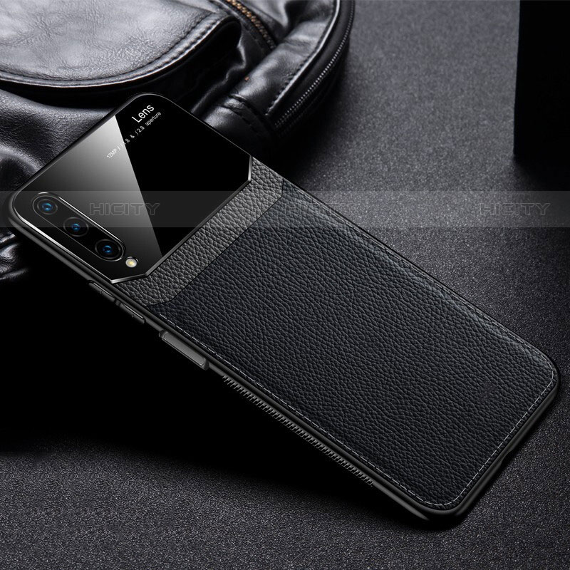 Coque Silicone Gel Motif Cuir Housse Etui S03 pour Huawei P Smart Pro (2019) Noir Plus