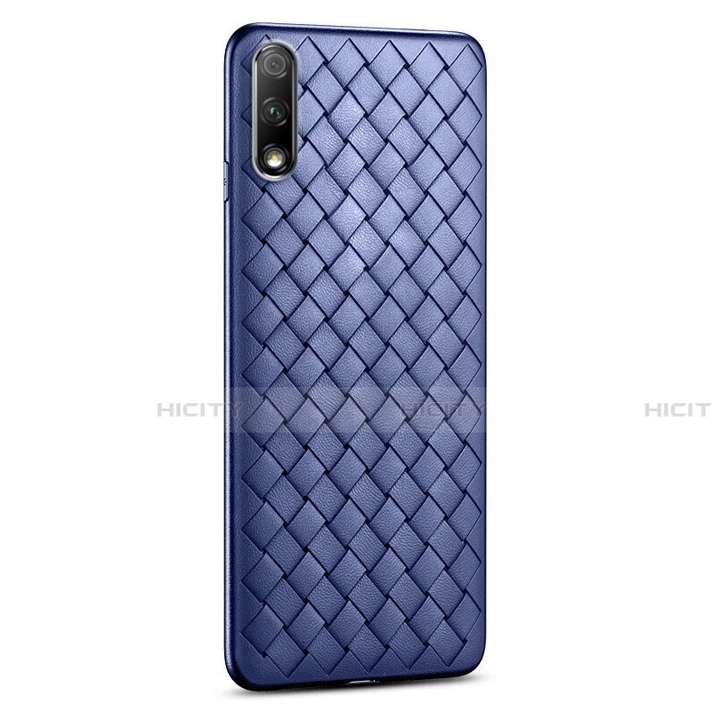 Coque Silicone Gel Motif Cuir Housse Etui S03 pour Huawei P Smart Z (2019) Bleu Plus