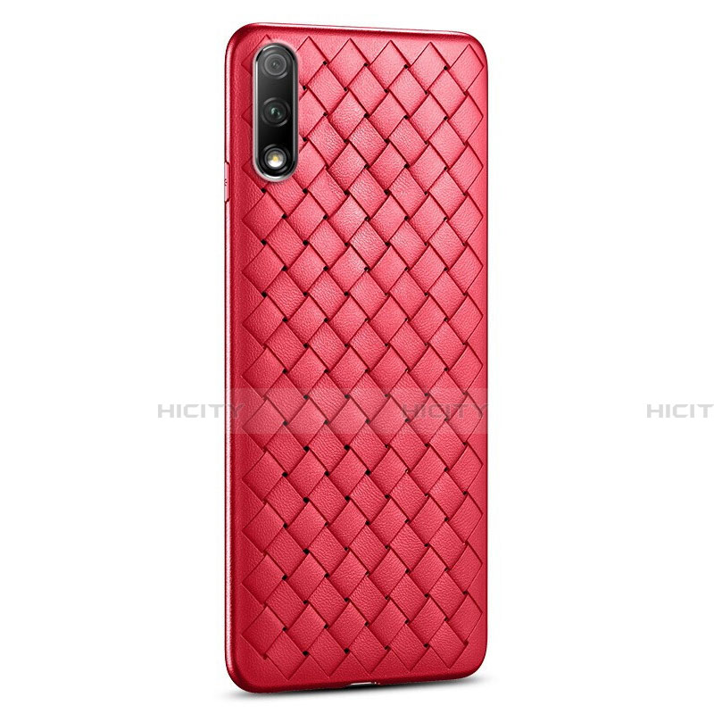 Coque Silicone Gel Motif Cuir Housse Etui S03 pour Huawei P Smart Z (2019) Rouge Plus