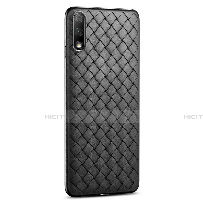 Coque Silicone Gel Motif Cuir Housse Etui S03 pour Huawei Y9 Prime (2019) Noir Plus