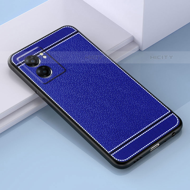 Coque Silicone Gel Motif Cuir Housse Etui S03 pour OnePlus Nord N300 5G Bleu Plus