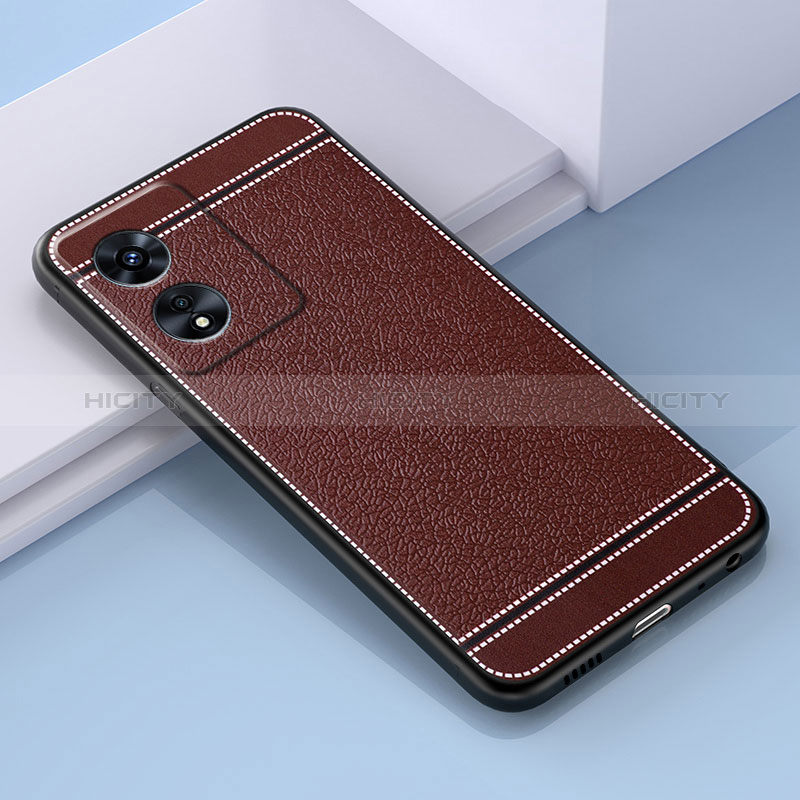 Coque Silicone Gel Motif Cuir Housse Etui S03 pour Oppo A1 5G Marron Plus