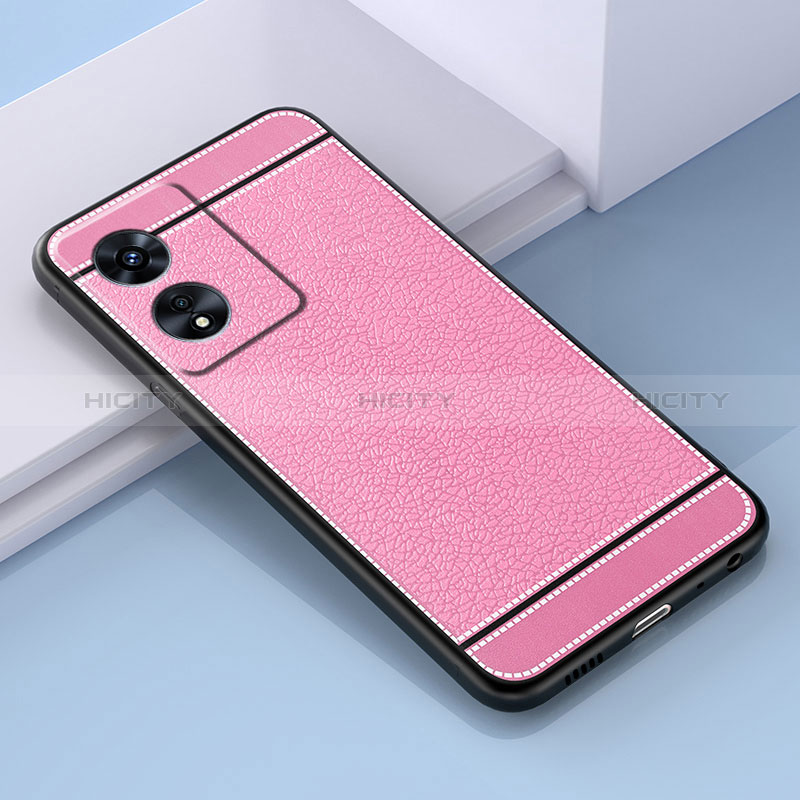 Coque Silicone Gel Motif Cuir Housse Etui S03 pour Oppo A1 Pro 5G Rose Plus