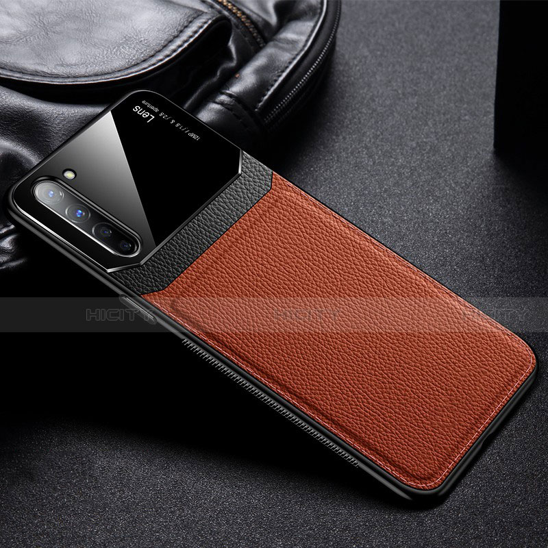 Coque Silicone Gel Motif Cuir Housse Etui S03 pour Oppo K7 5G Marron Plus