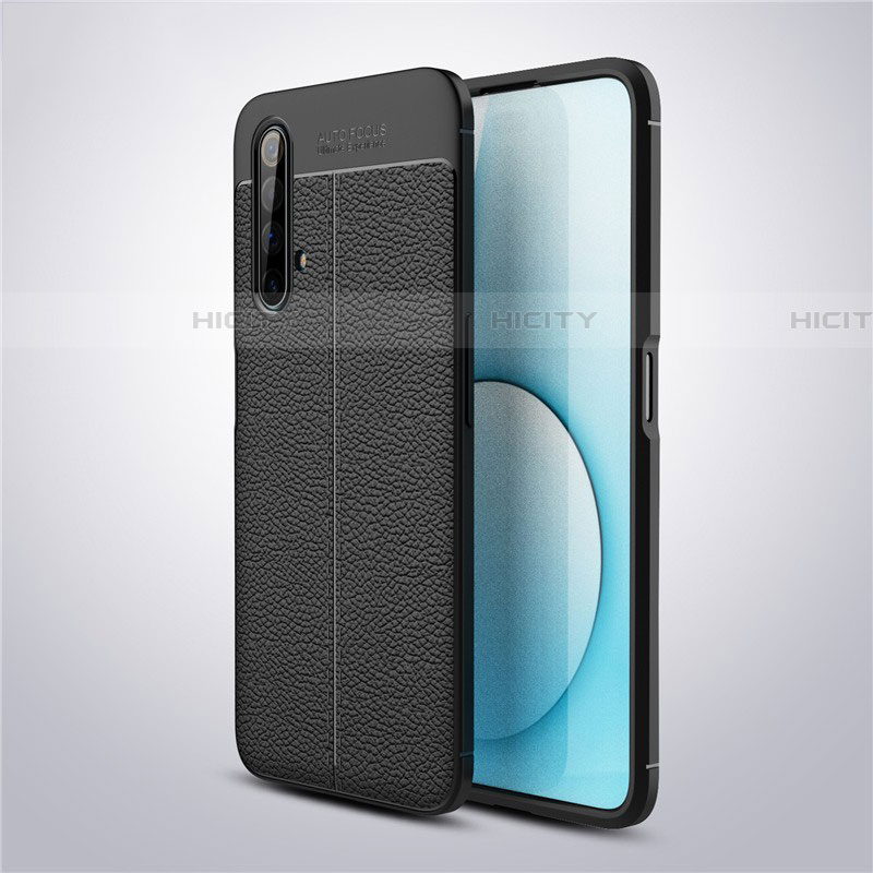 Coque Silicone Gel Motif Cuir Housse Etui S03 pour Realme X50t 5G Noir Plus