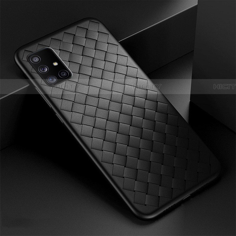 Coque Silicone Gel Motif Cuir Housse Etui S03 pour Samsung Galaxy A71 5G Noir Plus