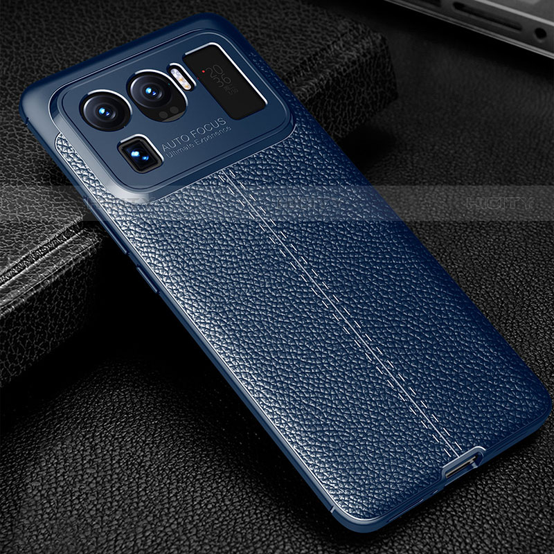 Coque Silicone Gel Motif Cuir Housse Etui S03 pour Xiaomi Mi 11 Ultra 5G Bleu Plus