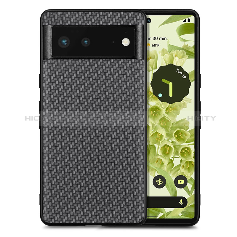 Coque Silicone Gel Motif Cuir Housse Etui S03D pour Google Pixel 6 5G Noir Plus